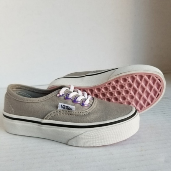 Vans Other - Girl Canvas Grey Vans Sneakers W/ Purple Hearts